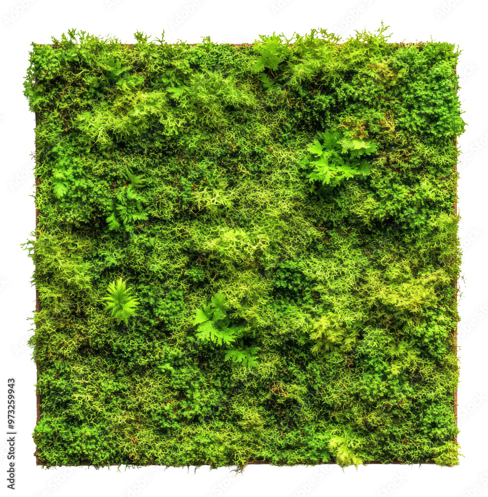 PNG Textured moss wall art with plants