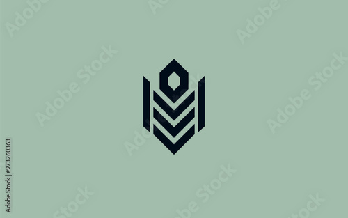 A clean and modern military-inspired symbol featuring geometric shapes in a minimalist style