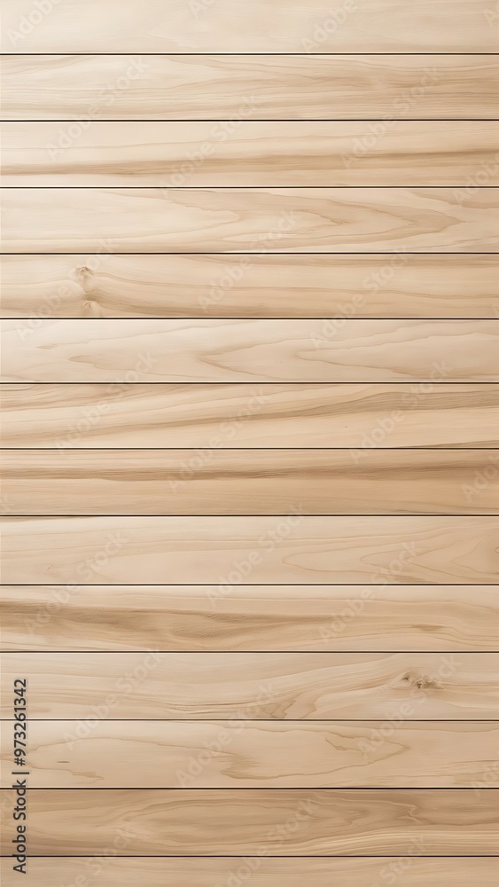 Fototapeta premium Top view of light wooden background with horizontal planks
