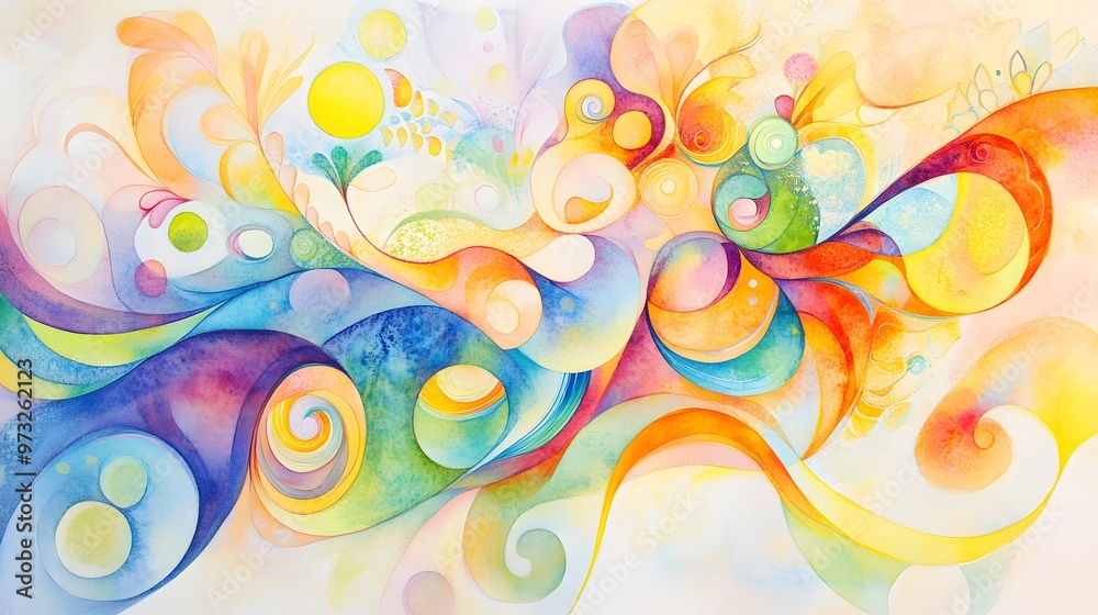 Whimsical Swirls in Watercolor Symphony: A Dance of Hues and Fluidity. Illustration on a white background. Whimsical Swirls in Watercolor Symphony: A Dance of Hues and Fluidity. Illustration on a white background.