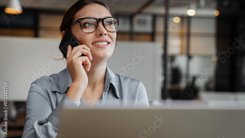 Businesswoman is working at the office