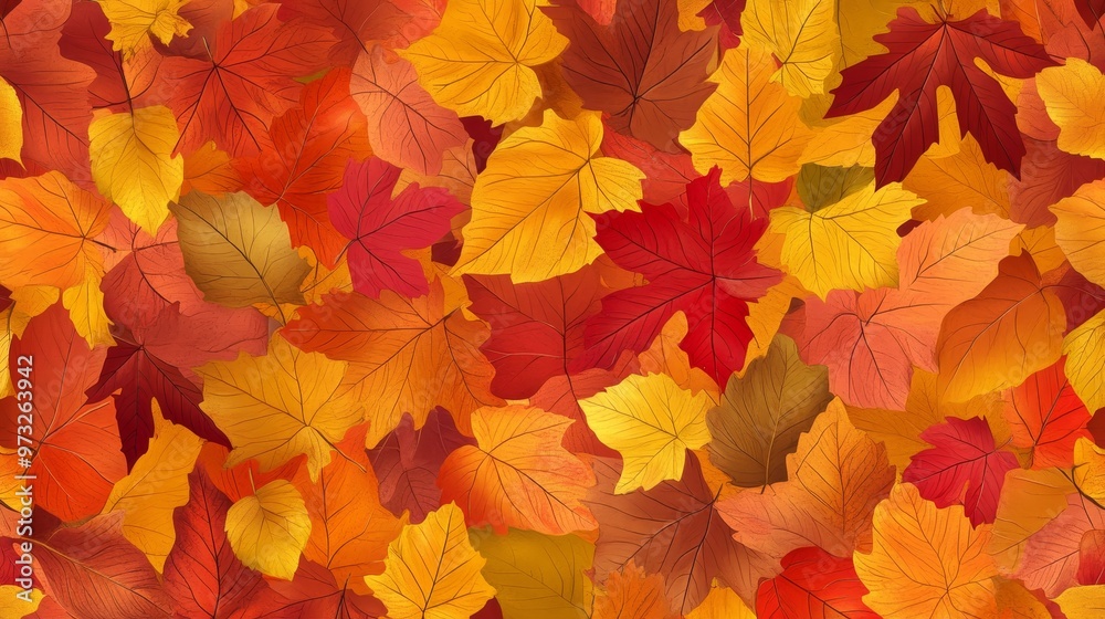 Autumn Leaves Seamless Pattern - Perfect for Fall Designs. This vibrant pattern features a mix of red, orange, and yellow leaves, perfect for creating warm and inviting fall designs. Autumn Leaves Seamless Pattern - Perfect for Fall Designs. This vibrant pattern features a mix of red, orange, and yellow leaves, perfect for creating warm and inviting fall designs.