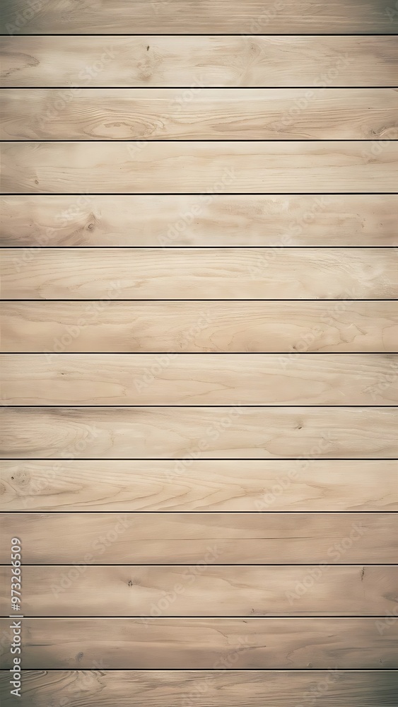Fototapeta premium Top view of light wooden background with horizontal planks
