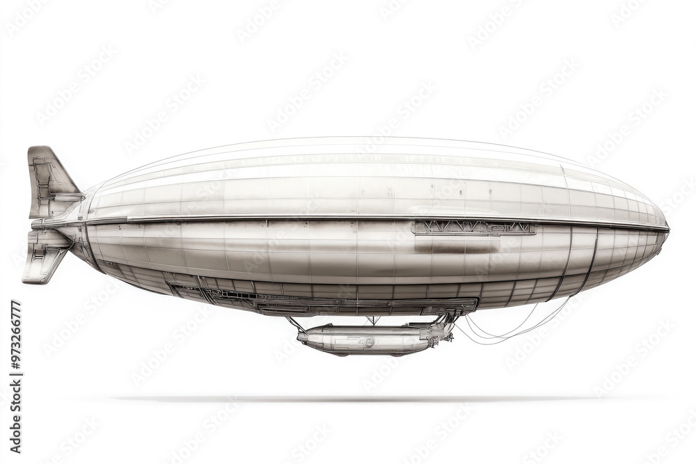 Obraz premium A full-length airship isolated on a white background