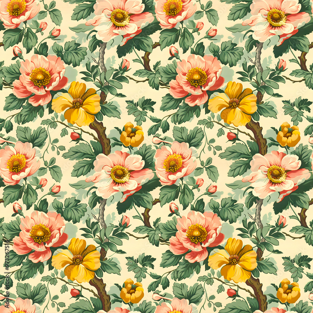Floral seamless pattern: an intricate dance of flowers and foliage in pastel shades. Floral seamless pattern: an intricate dance of flowers and foliage in pastel shades.