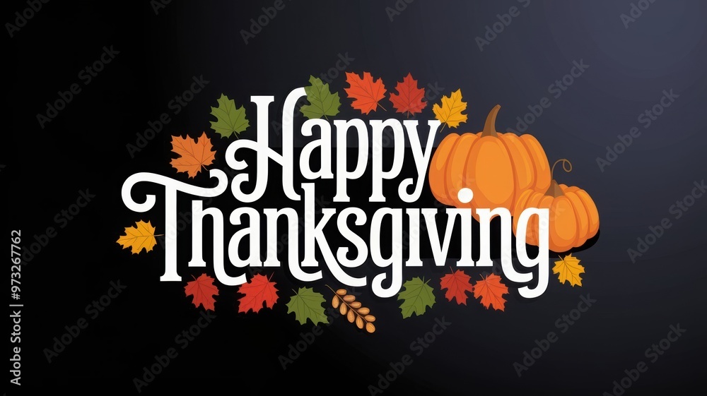 Obraz premium Happy thanksgiving day background with lettering and illustrations.