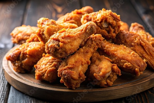 Close-up image of fried chicken wings