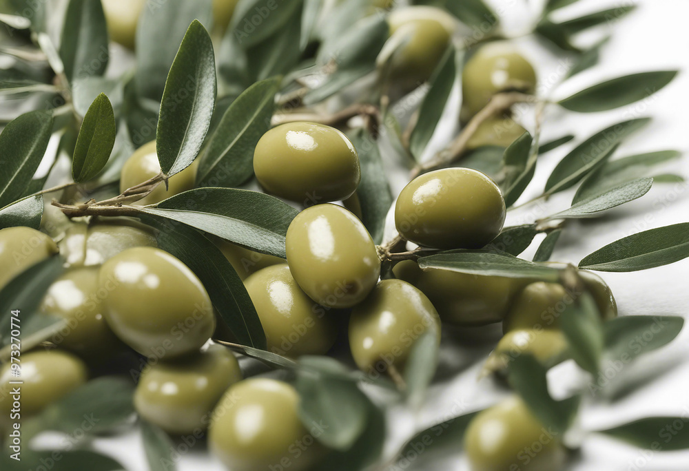 Green olives with leaves isolated on transparent or white background Green olives with leaves isolated on transparent or white background