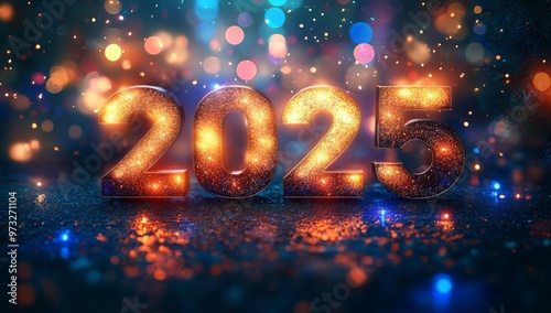 Frohes Neues Jahr, Feiern, Silvester, Sylvester, 2025 Farben, Hintergrund. Karte Design. Glitter Licht, Luxus, Premium