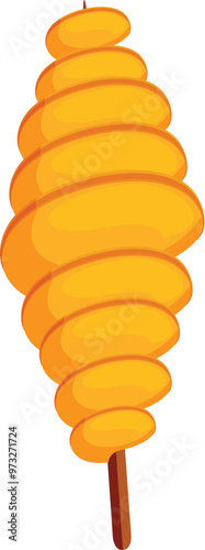 Delicious tornado potato on a skewer, looking perfectly cooked and crispy