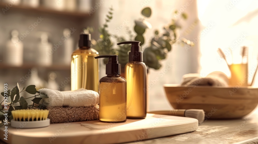 Luxurious haircare products with natural ingredients Close-up photo with clean background Luxurious haircare products with natural ingredients Close-up photo with clean background