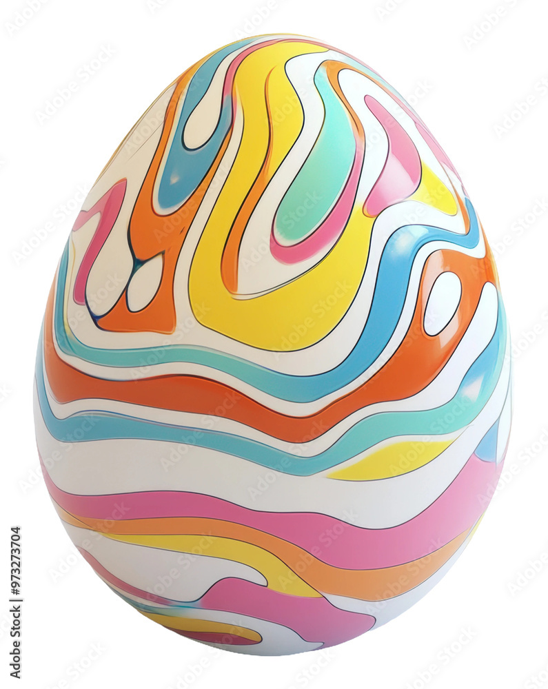 PNG Colorful abstract egg design with flowing patterns PNG Colorful abstract egg design with flowing patterns