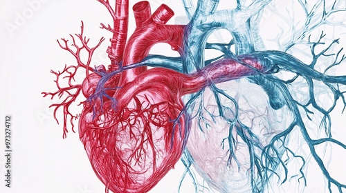 Human Heart Anatomy: A 3D Illustration of Blood Vessels