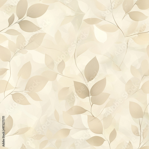 A seamless pattern of abstract beige leaves on a light background. The delicate and neutral tones are ideal for modern and minimalist designs focused on subtle elegance.