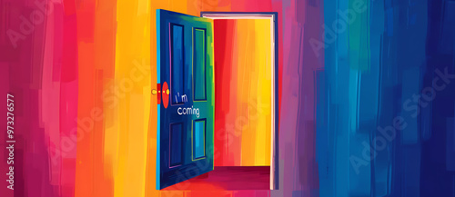 Banner or Illustration Celebrating LGBTQ+ Coming Out of the Closet