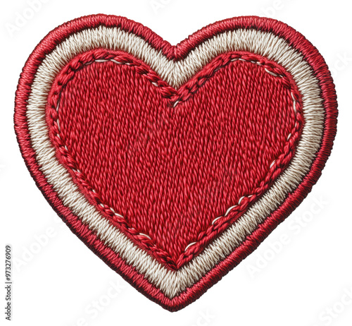 PNG Red heart patch on neutral background