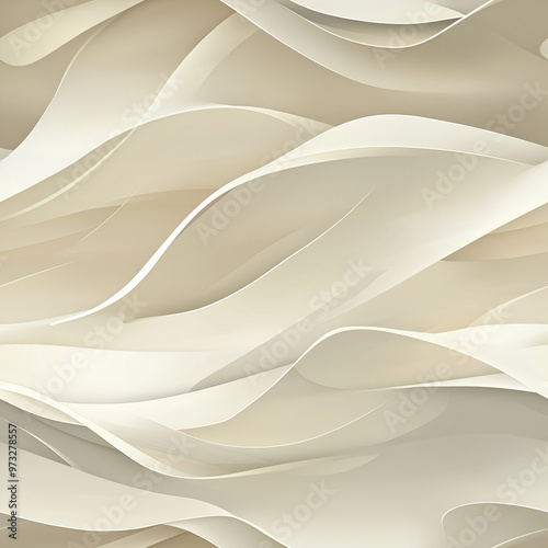 Subtle, seamless pattern with smooth, flowing waves of beige and cream tones, creating a calming and minimalist design perfect for backgrounds or textiles.