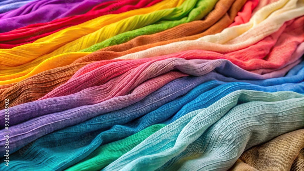 Close-up of various colors of muslin fabric for sewing Close-up of various colors of muslin fabric for sewing