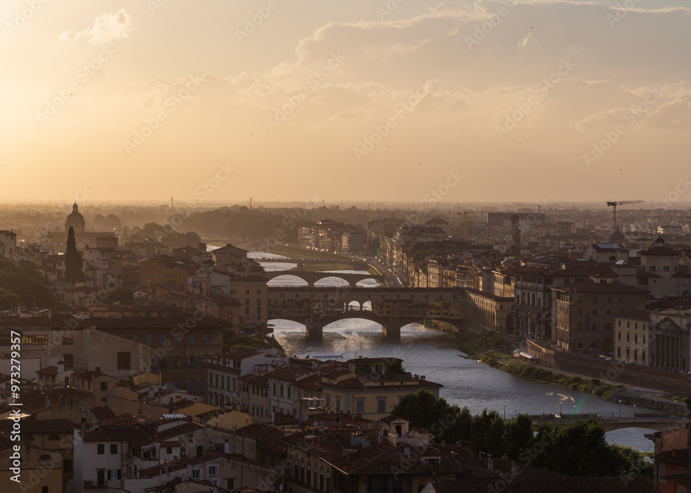 Firenze landscape, view of the Arno river Firenze landscape, view of the Arno river