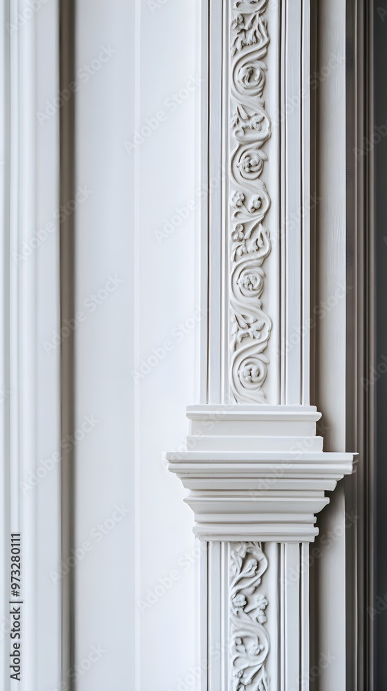 A close-up of ornate window frames featuring decorative moldings, showcasing the beauty of traditional architecture with a minimalistic background A close-up of ornate window frames featuring decorative moldings, showcasing the beauty of traditional architecture with a minimalistic background