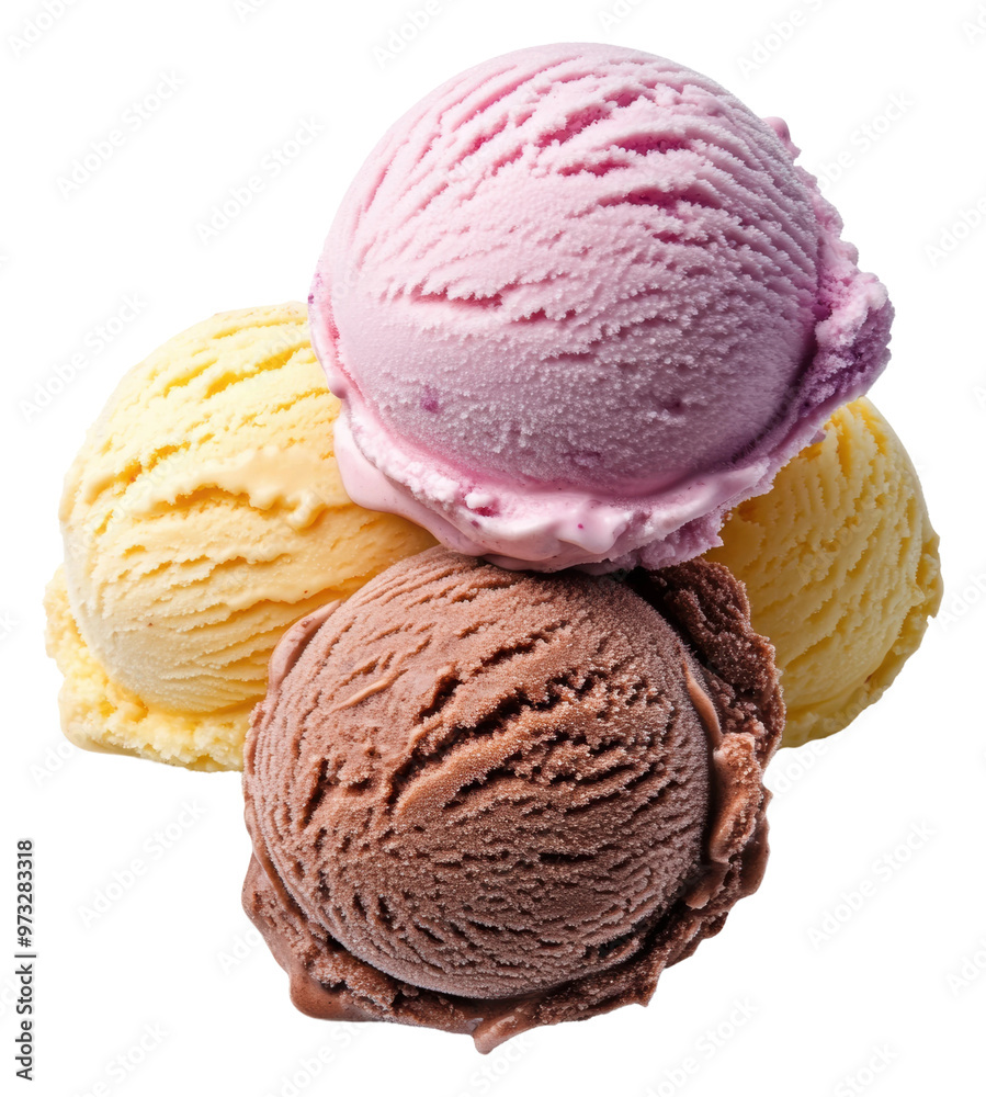 PNG Colorful scoops of ice cream on a white background PNG Colorful scoops of ice cream on a white background