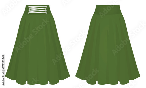 Green  pleated skirt. vector illustration