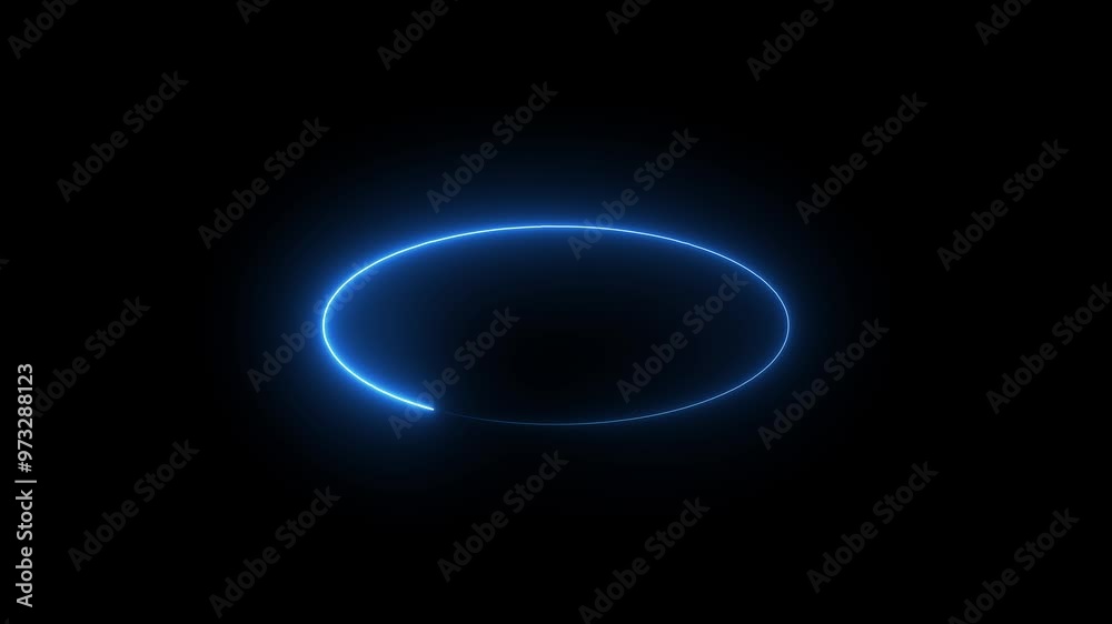 abstract glowing neon line cyan color circular lens animation. abstract glowing neon line cyan color circular lens animation.