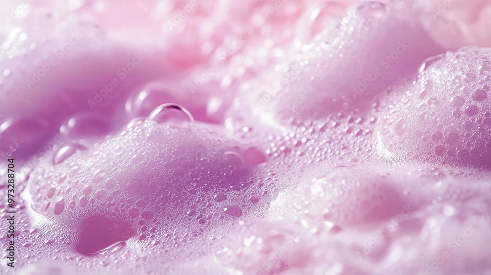Fototapeta premium Soft pink soap foam creates calming atmosphere, perfect for relaxation