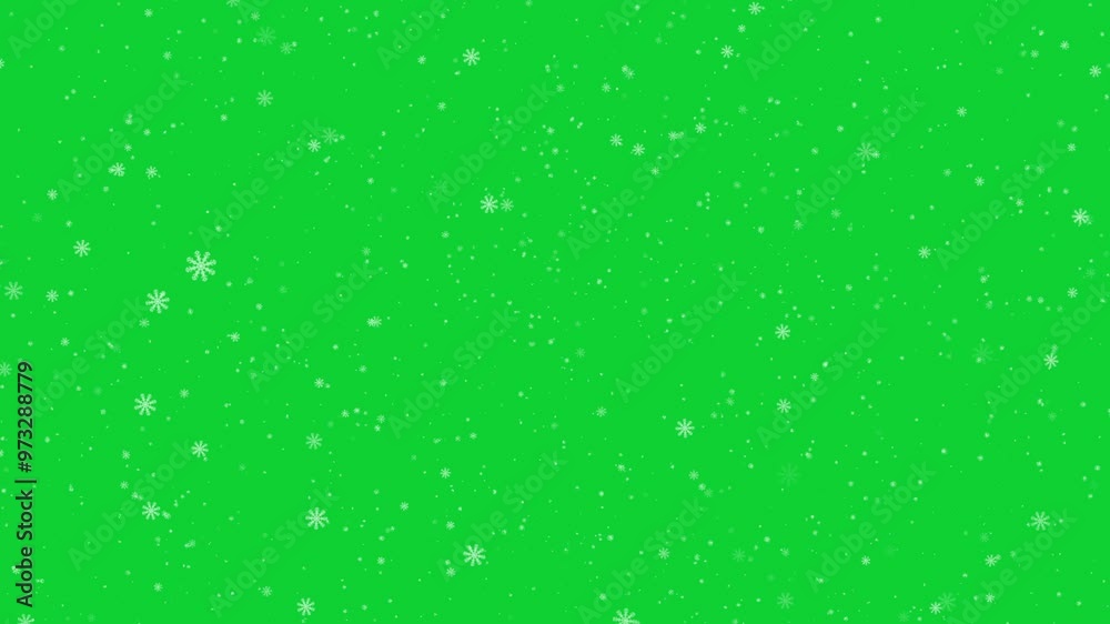 White painted snowflakes falling on a green background . Animated snowfall for the holidays Christmas and New Year. White painted snowflakes falling on a green background . Animated snowfall for the holidays Christmas and New Year.