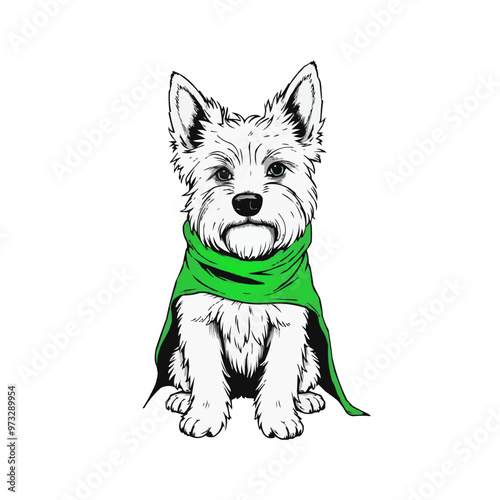 Super Dog mascot Logo, Cute dog paint illustration