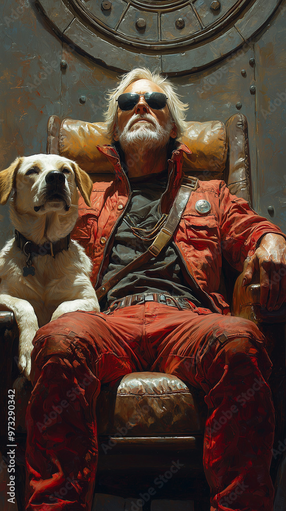 Man in glasses and a dog Man in glasses and a dog