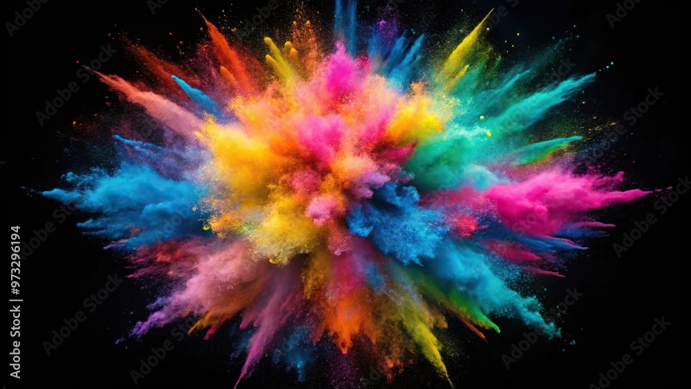 Colorful explosion of powder on black background Colorful explosion of powder on black background