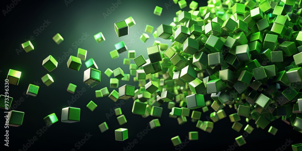 Green Cubes Exploding, 3D Render, Abstract, Shapes, Technology, green, 3d, cube, abstract, explosion Green Cubes Exploding, 3D Render, Abstract, Shapes, Technology, green, 3d, cube, abstract, explosion
