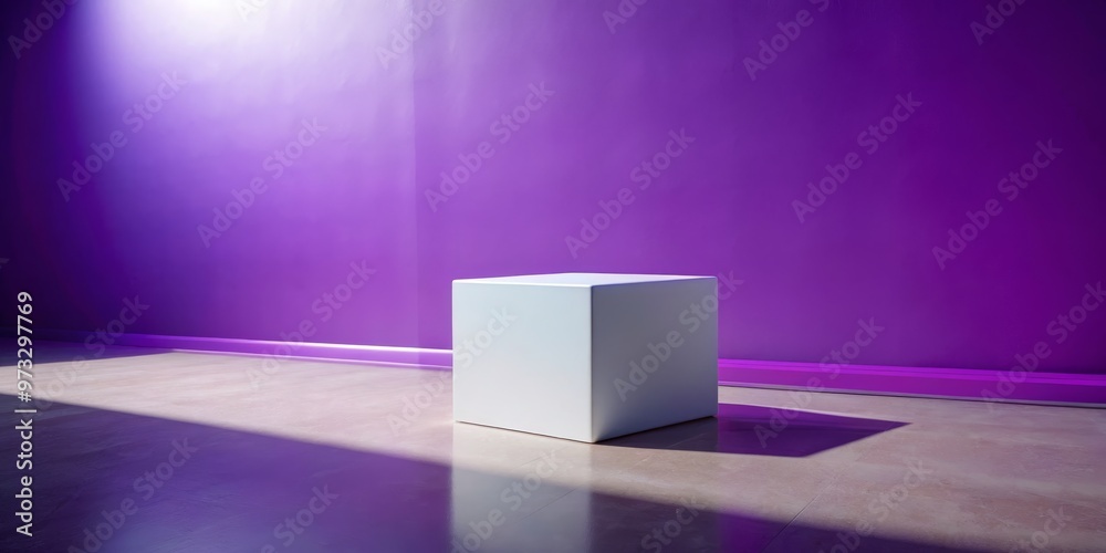 White Cube on Purple Wall with Sunlight, minimalist, product display, studio, background, purple wall, white cube, sunlight White Cube on Purple Wall with Sunlight, minimalist, product display, studio, background, purple wall, white cube, sunlight