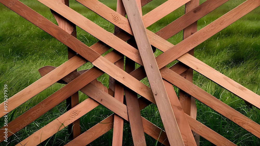 Full frame of wooden planks and grass background Full frame of wooden planks and grass background
