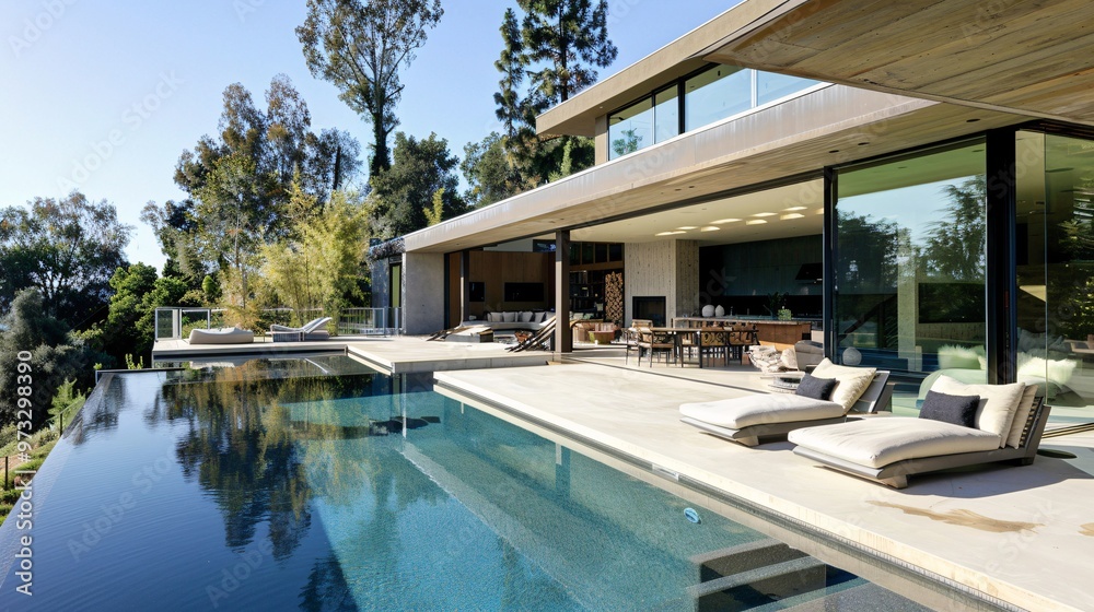 Obraz premium Modern Luxury Home with Infinity Pool and Stunning Views
