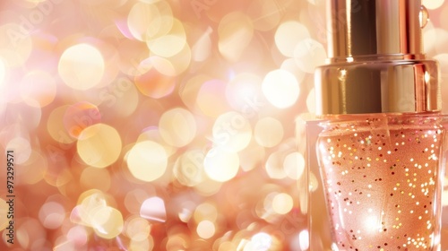 Smooth blurred bokeh effect in shades of pink and gold for cosmetics product Close-up photo with clean background photo