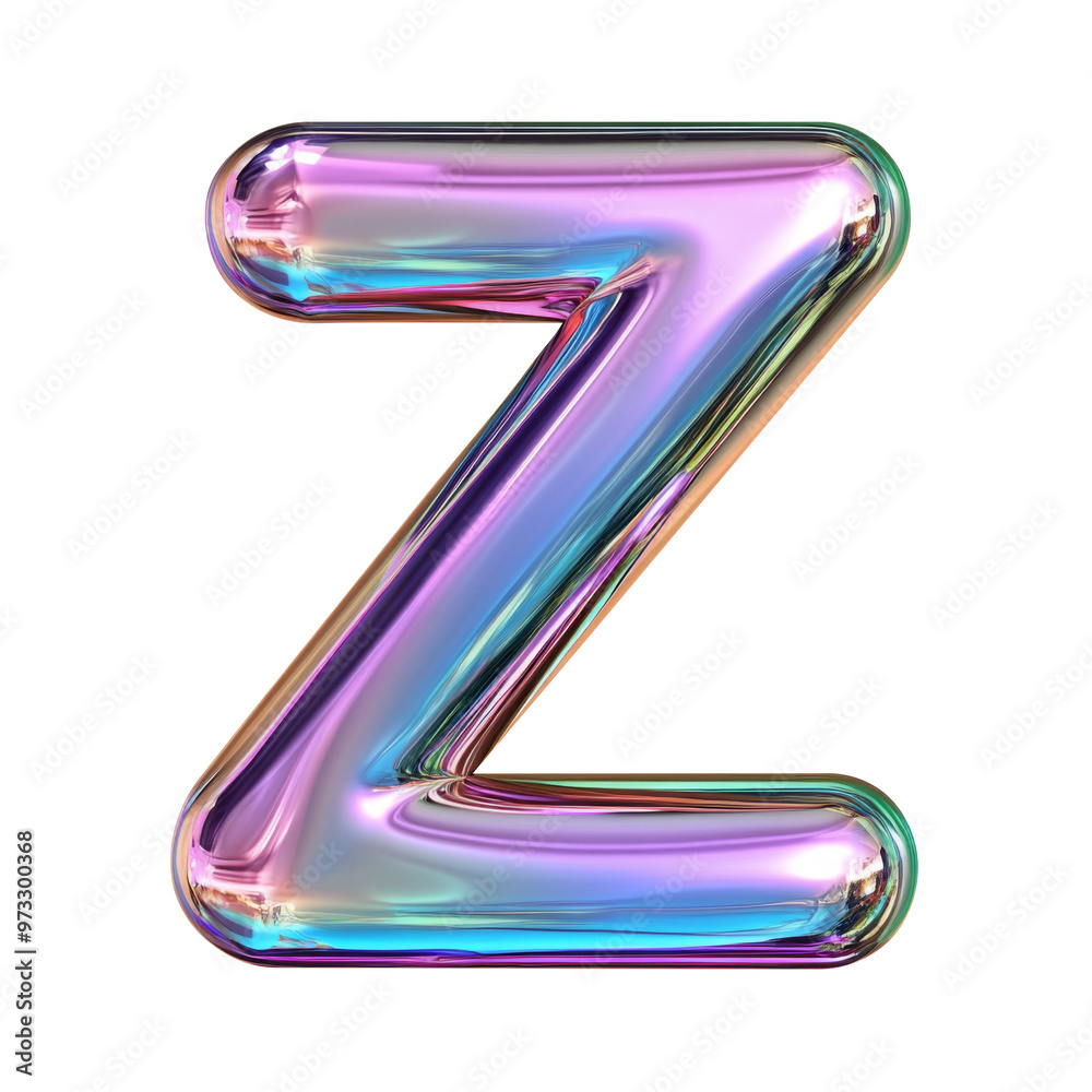 Hologram metallic Z alphabet balloon Realistic 3D on white background. Generative AI Hologram metallic Z alphabet balloon Realistic 3D on white background. Generative AI