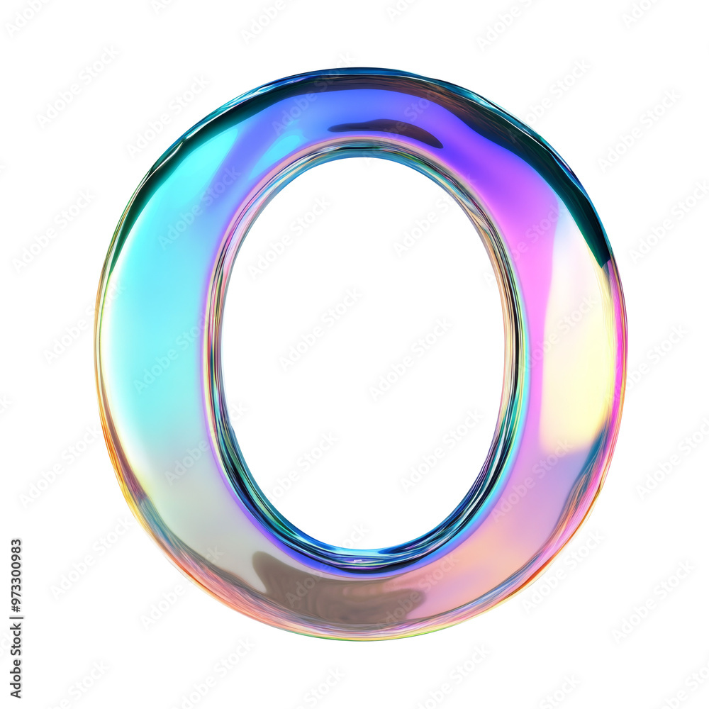 Hologram metallic 0 number alphabet balloon Realistic 3D on white background. Generative AI Hologram metallic 0 number alphabet balloon Realistic 3D on white background. Generative AI