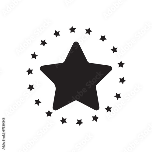 Betsy ross 13 stars circle pattern stencil. Clipart image isolated on white background