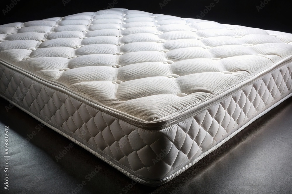 Fototapeta premium Comfortable bedding on plush white mattress, perfect for a cozy sleep