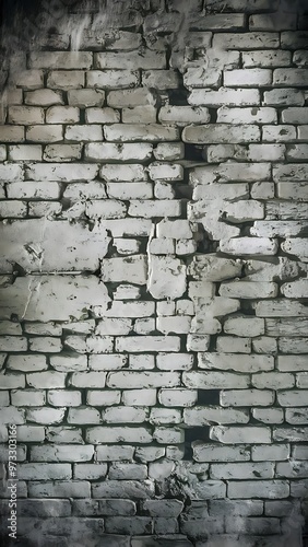 Close-up view of white grungy brick wall textured background