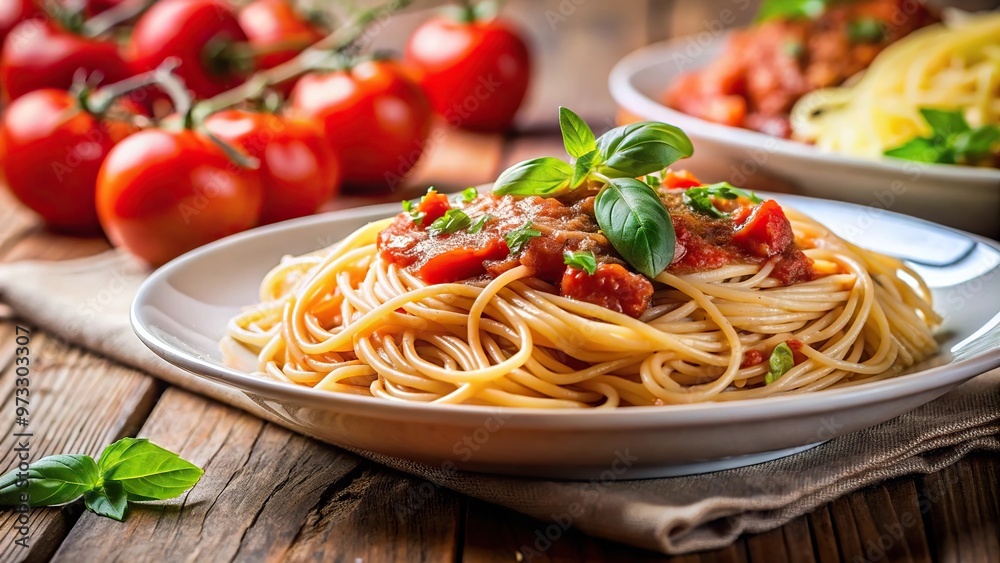 Concept = Eye Level Selective focus on Italian cooked spaghetti Concept = Eye Level Selective focus on Italian cooked spaghetti