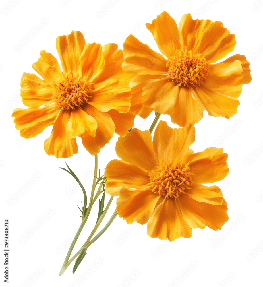 PNG Vibrant yellow flowers on white PNG Vibrant yellow flowers on white