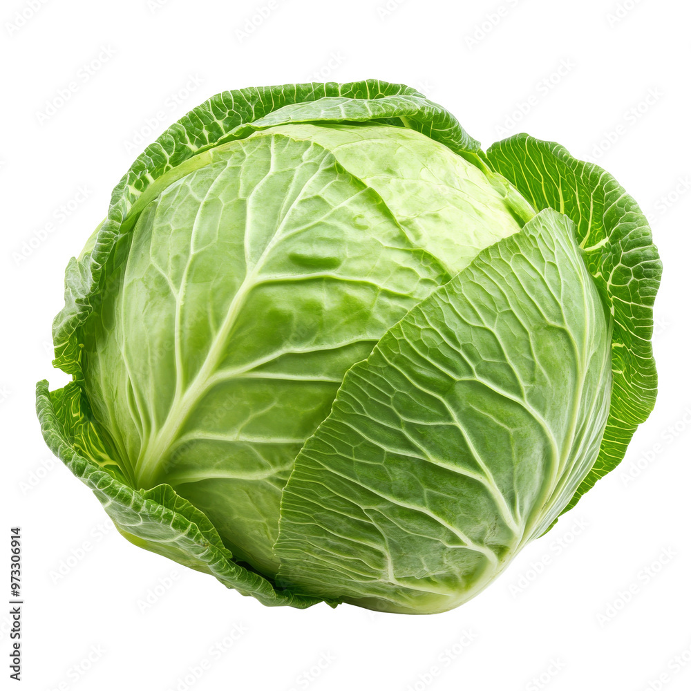 Fresh green cabbage with crisp leaves on display isolated transparent Fresh green cabbage with crisp leaves on display isolated transparent