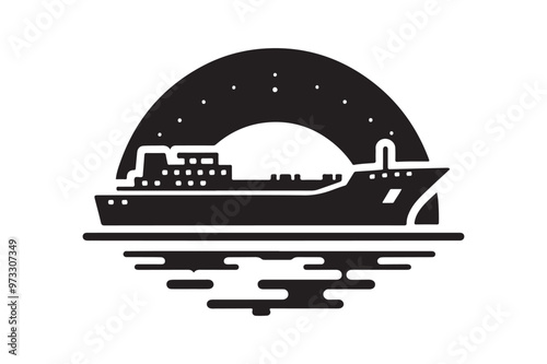 High-Resolution Super Tanker Silhouette Vector Illustration - Perfect for Marine Design