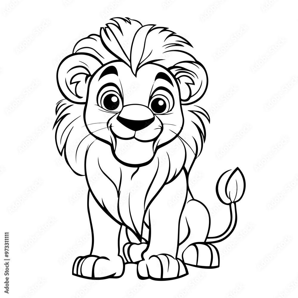 AI generative. Line vector of lion for kids coloring book AI generative. Line vector of lion for kids coloring book