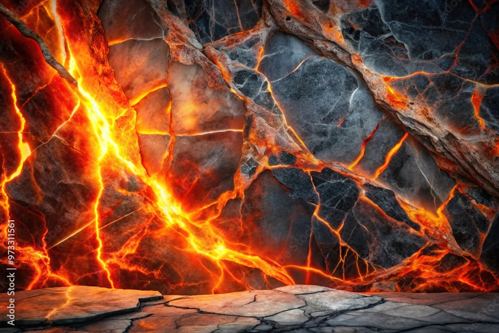 Abstract rock marble background in a fiery burn style