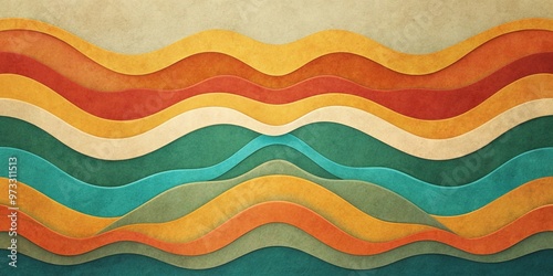 abstract retro background with wavy shapes and vintage paper texture