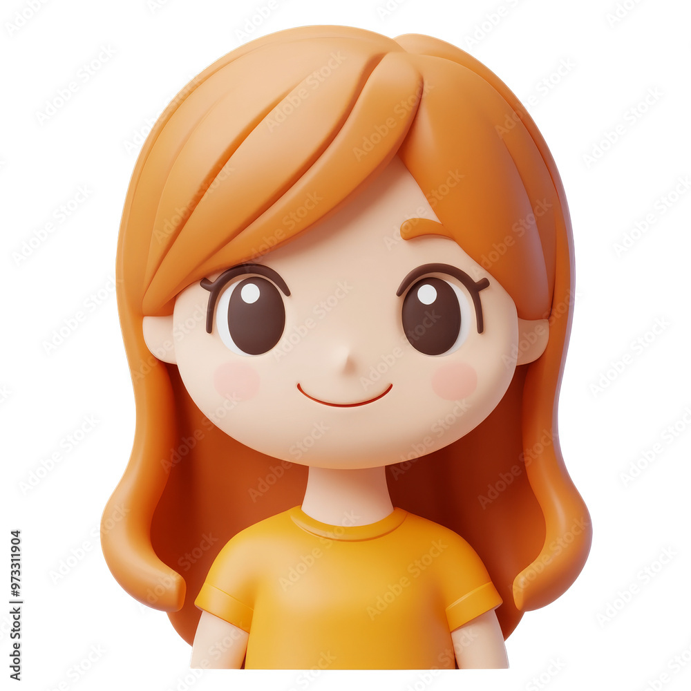 Orange haired cartoon in yellow shirt isolated transparent Orange haired cartoon in yellow shirt isolated transparent
